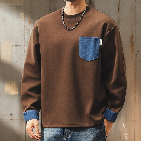 Trad Color Block Pocket Long Sleeve T-shirt P1845